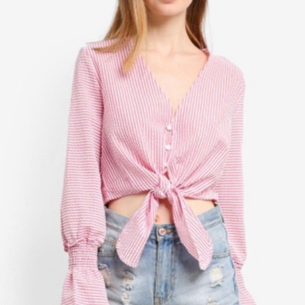 COPY - The Fifth Label front tie sear sucker crop